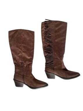Universal Thread Patsy Fringe Western Boots Chocolate Brown 10